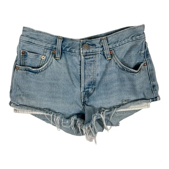 Levi’s 501 Selvedge Daisy Duke Jean Shorts Women’s Size 25 Distressed - Picture 1 of 8